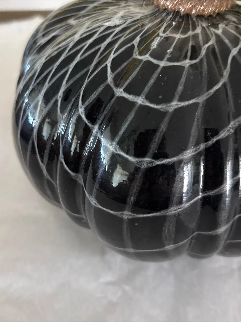 Martha Stewart Handblown Glass Black White Brown Pumpkin